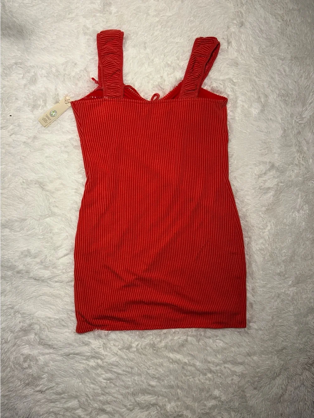 NWT No Boundaries Red Ribbed Mini Dress with Ruffle Straps & Slit - Picture 5 of 5